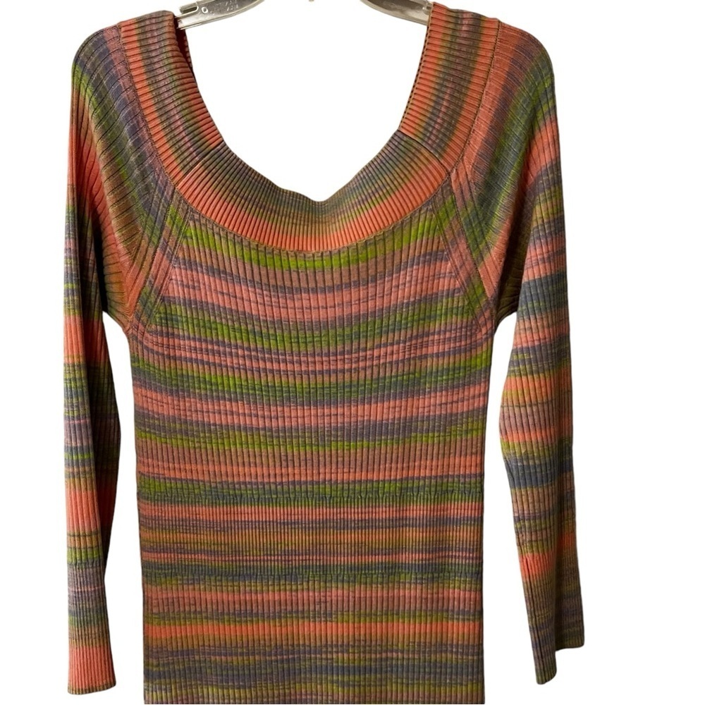 Anthropologie Daily Practice Striped Sweater Dress Maxi Colorful Boat Neck L - Picture 13 of 16